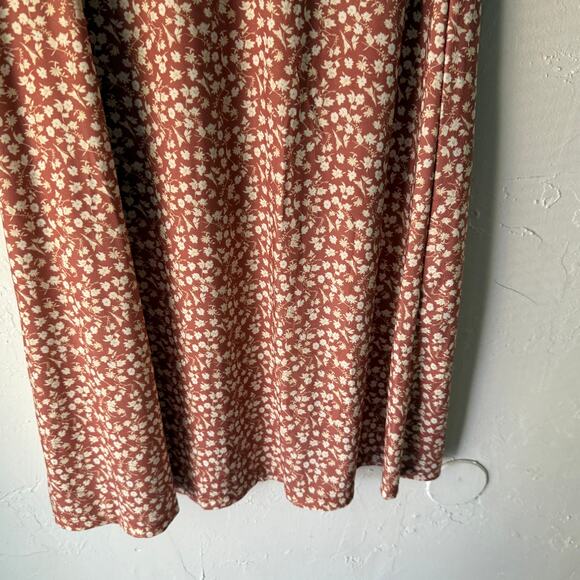 Wishlist Apparel Floral Midi Skirt Rust Clay White Flowers Large‎ Cottagecore - Picture 3 of 7